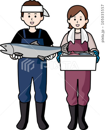 漁師の男性と女性 105035557