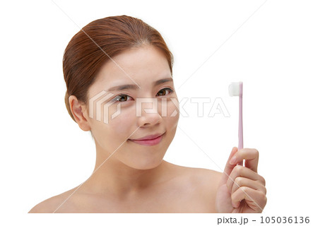 beautiful woman with toothbrush 105036136