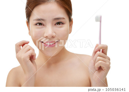 beautiful woman with toothbrush beautiful woman with toothbrush 105036141