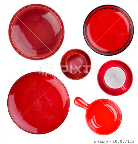 Set of red round plates Set of red round plates 105037118