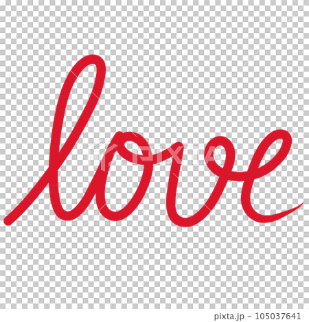 Red LOVE word by calligraphy handwriting isolated on transparent background for usage as an illustration, a decorative element, Valentine's day and love concept 105037641