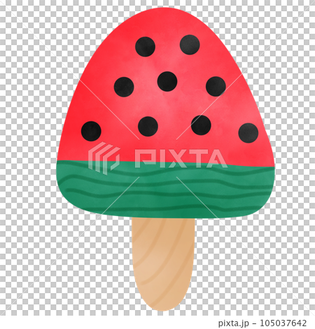 Drawing of skewer of watermelon isolated on transparent background for usage as an illustration, food, fruits and eating concept 105037642