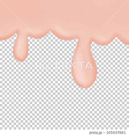 Abstract pink flowing fluid or melting cream down isolated on transparent background for usage as an aesthetic and a decorative element 105037661