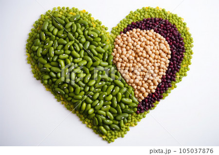 lentils and green beans forming a heart on a...のイラスト素材 [105037876] - PIXTA