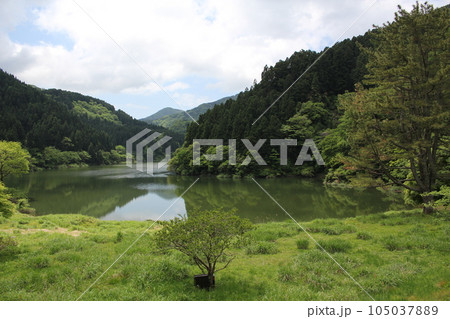 六所山を映す武周ヶ池 六所山を映す武周ヶ池 105037889