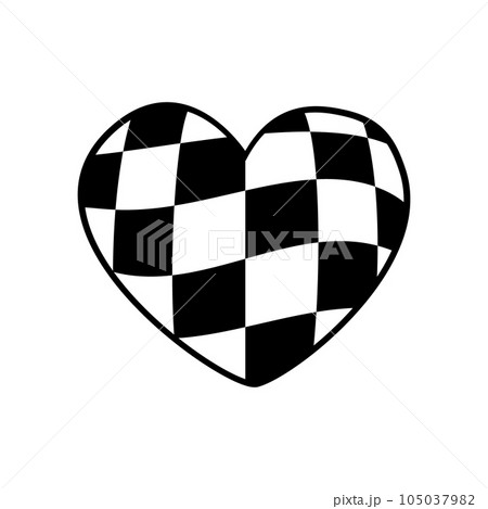 Vector groovy checkered chess board texture heart Vector groovy checkered chess board texture heart 105037982