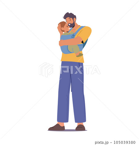 Nurturing Father Character Carrying His Baby In A Sling, Fostering A Close Bond And Allowing For Hands-free Parenting 105039380