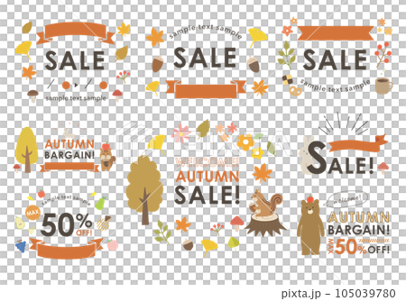 Autumn illustration frame set 1 (with letters) that can be used for banners, etc. 105039780