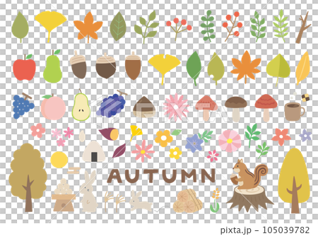 秋にまつわるイラスト詰め合わせセット 105039782