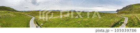 Aerial view of the Five Fingers Strand in County Donegal, Ireland Aerial view of the Five Fingers Strand in County Donegal, Ireland 105039786