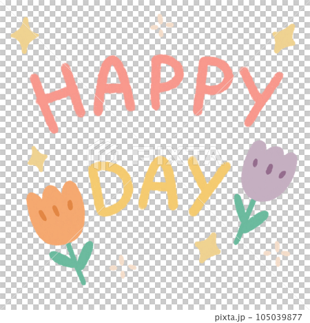 Cute and minimal happy day decoration with flower and sparkle 105039877