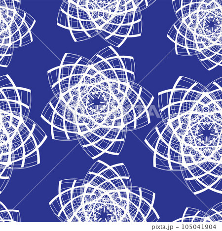 Seamless pattern of line art bright white stars blue background 105041904