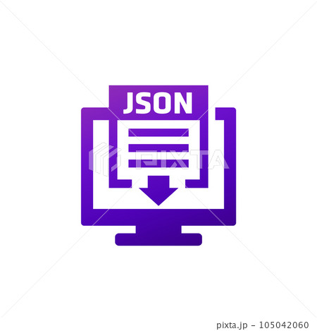 JSON file download icon with a computer JSON file download icon with a computer 105042060