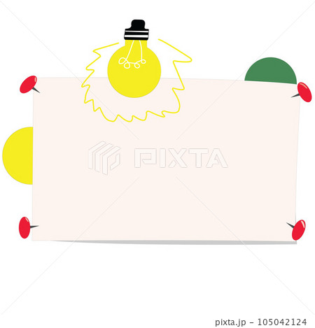 Note paper attached in pins with a light bulb Note paper attached in pins with a light bulb 105042124
