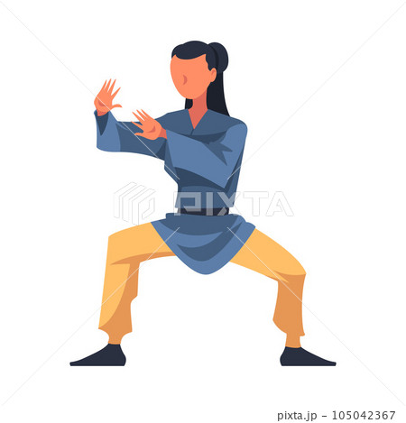 Woman Engaged in Tai chi as Martial Arts Vector Illustration 105042367