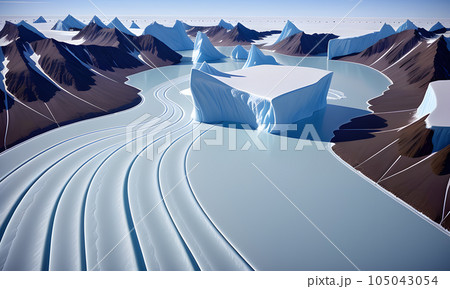 Fantastic winter landscape, created with the help of artificial intelligence. 105043054