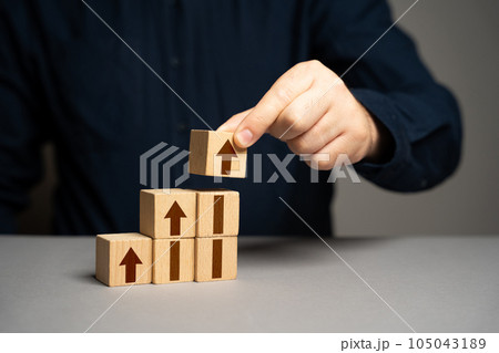 Build growth steps. Growth and development, promotion. Career advancement. Motivation, self-development. Achieve success and conquer new heights. Build growth steps. Growth and development, promotion. Career advancement. Motivation, self-development. Achieve success and conquer new heights. 105043189