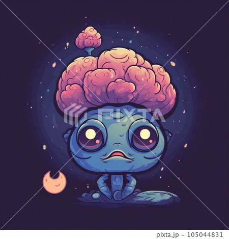 Cartoon pineal gland with melatonin Cartoon pineal gland with melatonin 105044831