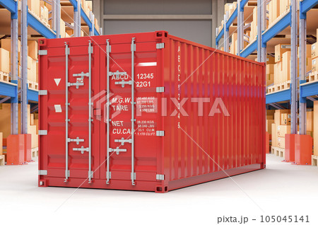 Cargo shipping and delivery concept. Cargo containers with parcels, 3D rendering 105045141