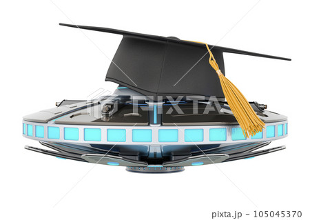 UFO with education hat. 3D rendering 105045370