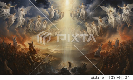 Second coming. Jesus Christ ascends to heaven AI 105046384