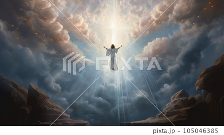 Second coming. Jesus Christ ascends to heaven AI 105046385