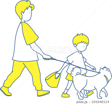 犬の散歩 シンプル イラスト 犬の散歩 シンプル イラスト 105046524