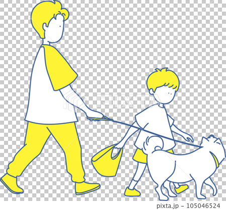 犬の散歩 シンプル イラスト 犬の散歩 シンプル イラスト 105046524