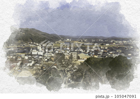 水彩画風 三次市眺望 尾関山公園 広島県三次市 水彩画風 三次市眺望 尾関山公園 広島県三次市 105047091