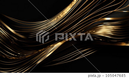 abstract background golden lines on black background 105047685