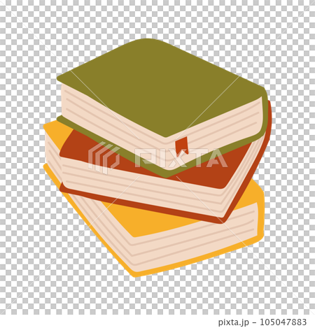 Illustration of stacked books in retro hues 105047883