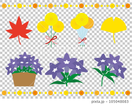 カラフルな秋の花のイラストセット 105048083