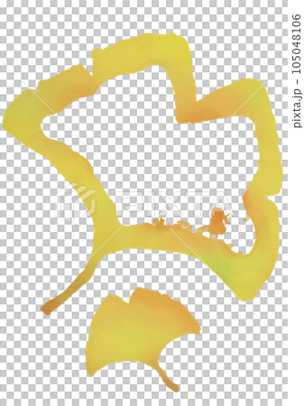 紅葉したイチョウの葉の切り絵 105048106