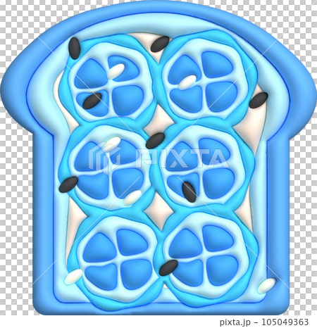 Morning sandwich 3D illustration Healthy meal with toast, fresh vegetables and sauce. 105049363