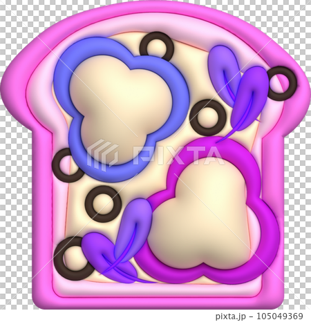 Morning sandwich 3D illustration Healthy food with toast, fresh vegetables and sauces, chili 105049369