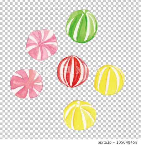 手繪水彩插圖可愛多彩的日本糖果 手繪水彩插圖可愛多彩的日本糖果 105049458