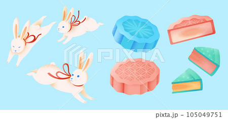 Jade rabbit and mooncake set Jade rabbit and mooncake set 105049751