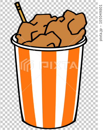 Illustration material of fried chicken in a simple cup 105049801