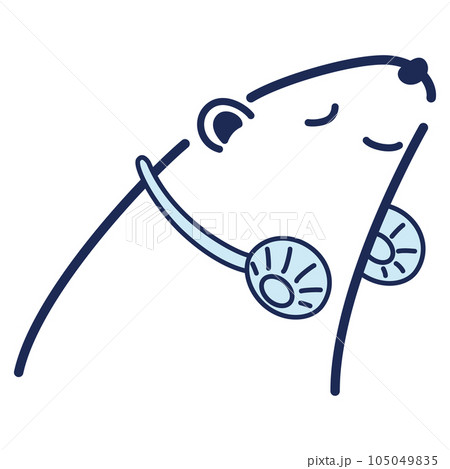 首にかける扇風機（ネックファン）を使うシロクマのイラスト 105049835