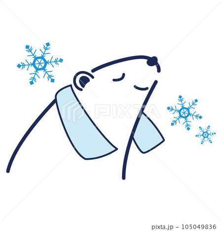 クールタオルを首にかけたシロクマのイラスト 105049836