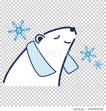 クールタオルを首にかけたシロクマのイラスト 105049836