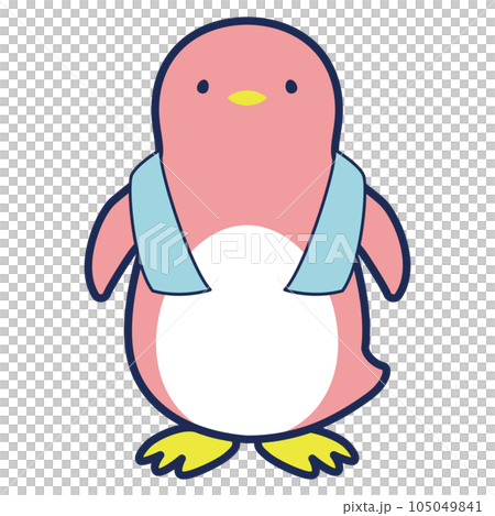 企鵝使用冷毛巾的插圖（冷感圖像） 105049841