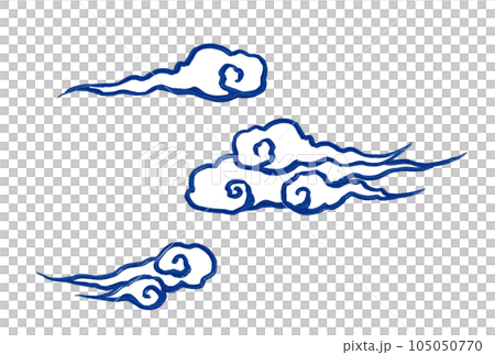 hand drawn chinese style clouds illustration on transparent