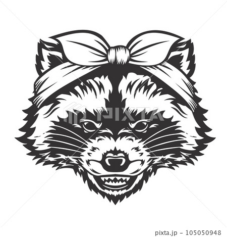 raccoon headband bandana line art. Farm Animal. raccoon logos or icons. vector illustration raccoon headband bandana line art. Farm Animal. raccoon logos or icons. vector illustration 105050948