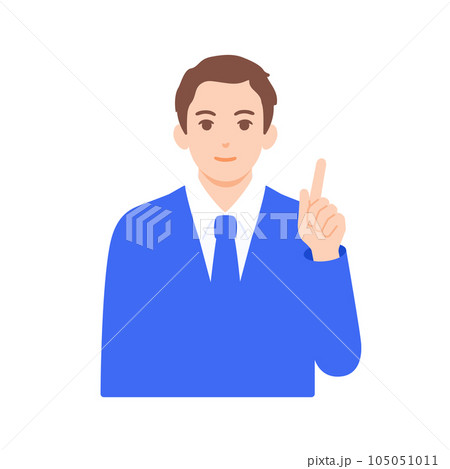 指を指すビジネスマン。スーツを着た男性のベクターイラスト素材。 105051011