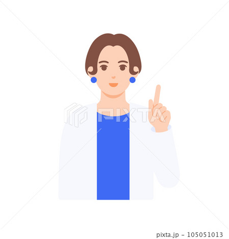 おすすめを教えてくれるキャリアウーマン。提案してくれる女性のベクターイラスト素材。 105051013