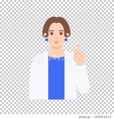おすすめを教えてくれるキャリアウーマン。提案してくれる女性のベクターイラスト素材。 105051013