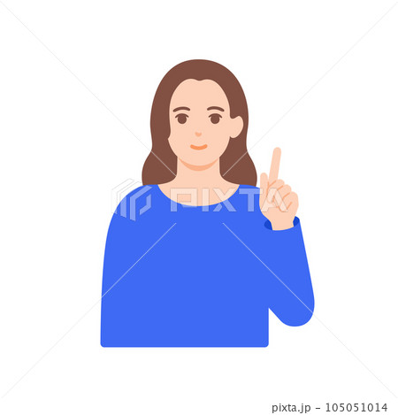 指を指すデザイナー。何か閃いた様子の女性。ベクターイラスト素材。 指を指すデザイナー。何か閃いた様子の女性。ベクターイラスト素材。 105051014