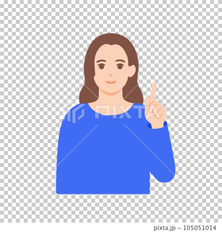 指を指すデザイナー。何か閃いた様子の女性。ベクターイラスト素材。 指を指すデザイナー。何か閃いた様子の女性。ベクターイラスト素材。 105051014