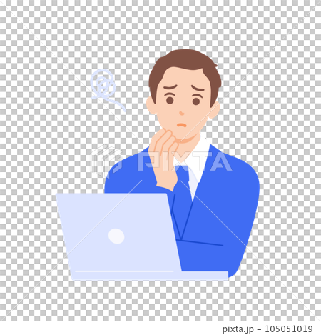 考え事をするビジネスマン。スーツを着た男性のベクターイラスト素材。 考え事をするビジネスマン。スーツを着た男性のベクターイラスト素材。 105051019